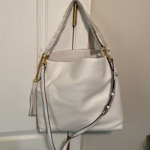 Michael Kors Brooklyn leather large shoulder bag optic white NWT